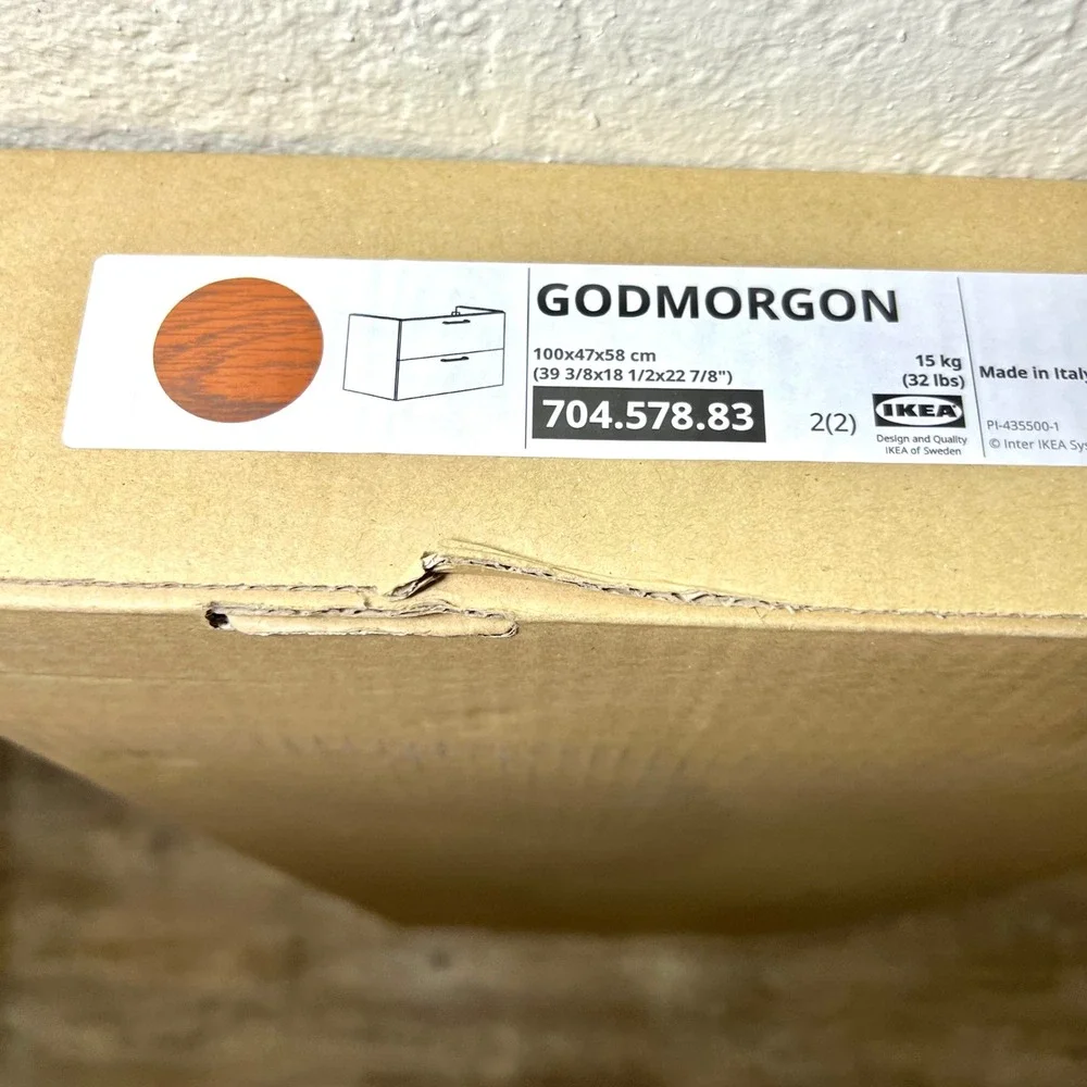 IKEA Brown GODMORGON Bathroom‎ Vanity Cabinet 39 3/8 wide Box 1 and 2 Modern